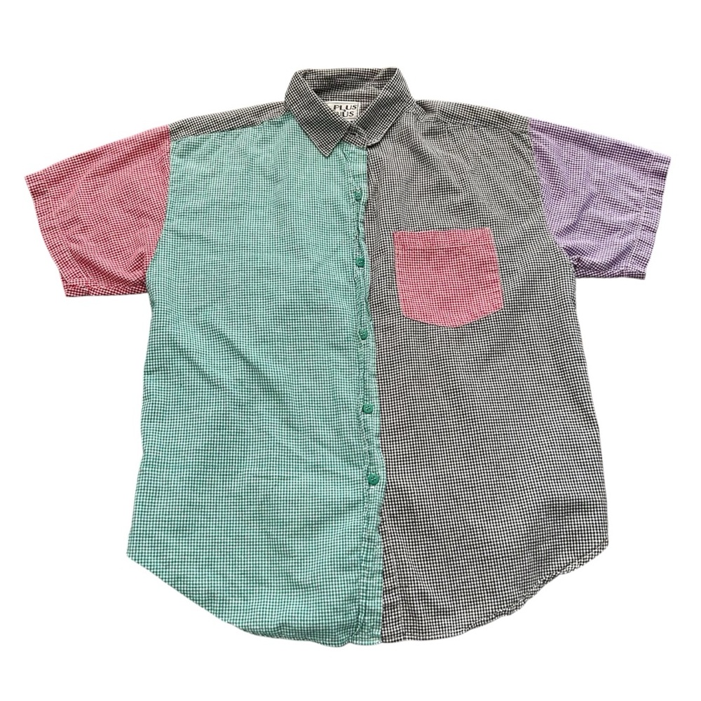 Plus Minus Gingham Color Block Women’s Shirt size M
